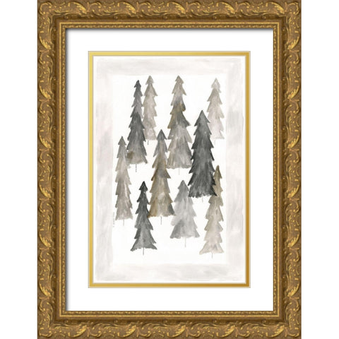 Winter Trees I Gold Ornate Wood Framed Art Print with Double Matting by Shamp, Cindy