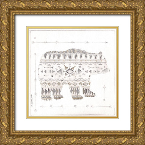 Patterned Bear Gold Ornate Wood Framed Art Print with Double Matting by Shamp, Cindy