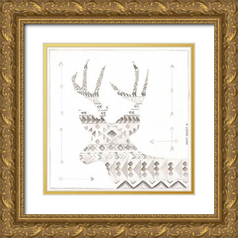 Patterned Deer Gold Ornate Wood Framed Art Print with Double Matting by Shamp, Cindy