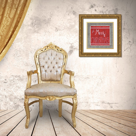 Merry Christmas Gold Ornate Wood Framed Art Print with Double Matting by Shamp, Cindy