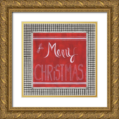 Merry Christmas Gold Ornate Wood Framed Art Print with Double Matting by Shamp, Cindy