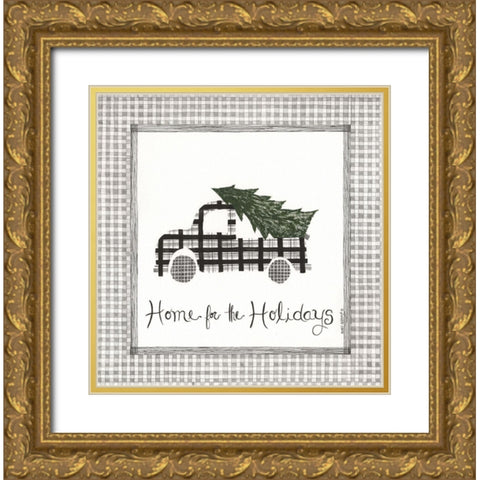 Home for the Holidays Gold Ornate Wood Framed Art Print with Double Matting by Shamp, Cindy