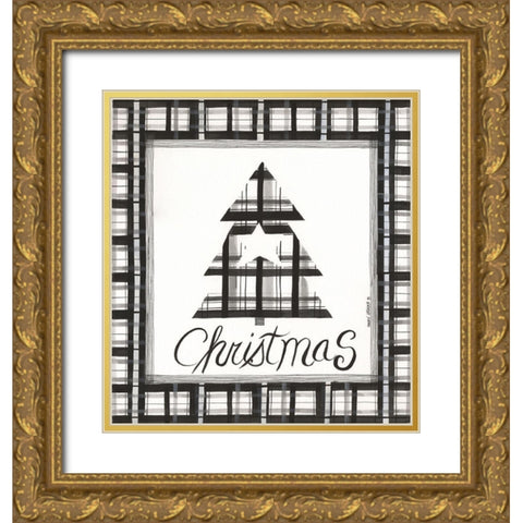 Christmas Tree Gold Ornate Wood Framed Art Print with Double Matting by Shamp, Cindy