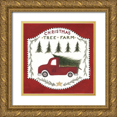 Christmas Tree Farm Gold Ornate Wood Framed Art Print with Double Matting by Shamp, Cindy