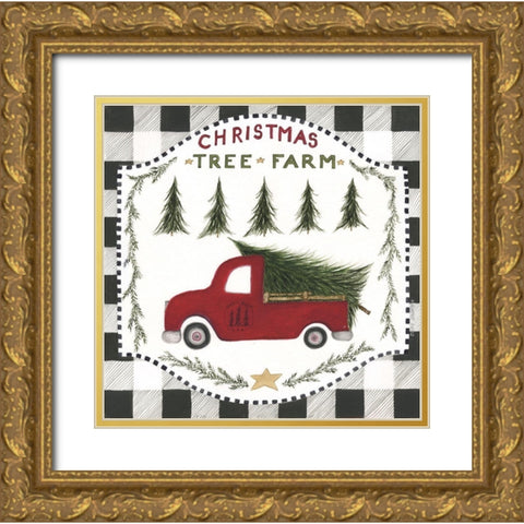 Christmas Tree Farm II Gold Ornate Wood Framed Art Print with Double Matting by Shamp, Cindy