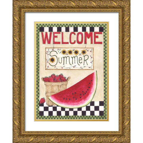 Welcome Summer Gold Ornate Wood Framed Art Print with Double Matting by Shamp, Cindy