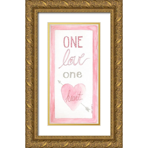 One Heart Gold Ornate Wood Framed Art Print with Double Matting by Shamp, Cindy