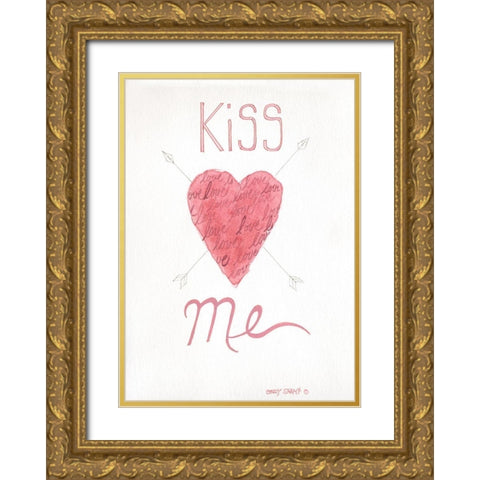 Kiss Me Gold Ornate Wood Framed Art Print with Double Matting by Shamp, Cindy