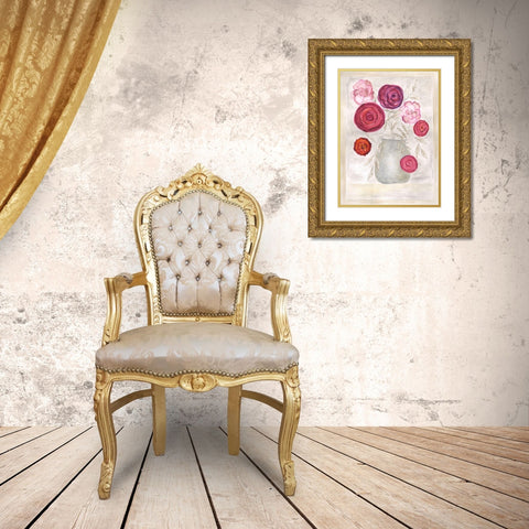 Pink Floral I Gold Ornate Wood Framed Art Print with Double Matting by Shamp, Cindy