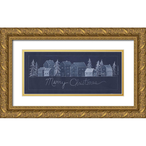 Merry Christmas Gold Ornate Wood Framed Art Print with Double Matting by Shamp, Cindy