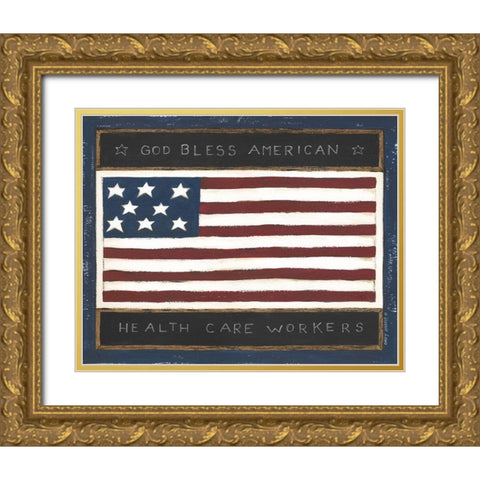 God Bless Health Care Workers Gold Ornate Wood Framed Art Print with Double Matting by Shamp, Cindy