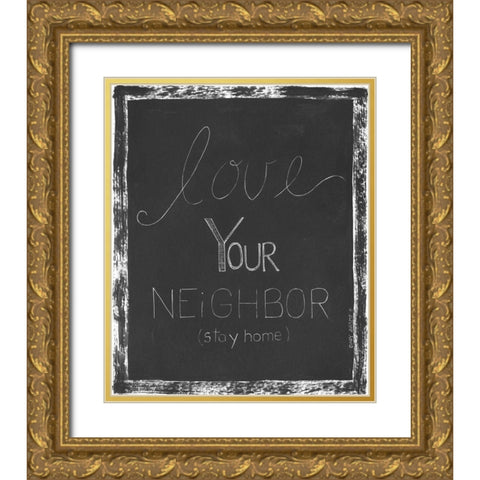 Stay Home Gold Ornate Wood Framed Art Print with Double Matting by Shamp, Cindy