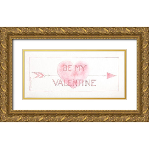 Be My Valentine Gold Ornate Wood Framed Art Print with Double Matting by Shamp, Cindy
