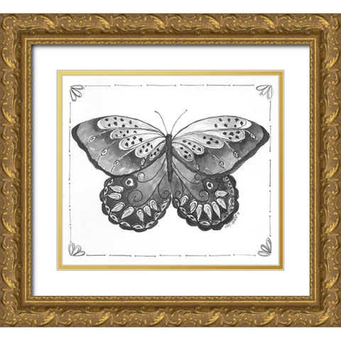 Butterfly VII Gold Ornate Wood Framed Art Print with Double Matting by Shamp, Cindy