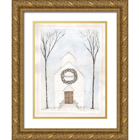 Blessed Gold Ornate Wood Framed Art Print with Double Matting by Shamp, Cindy
