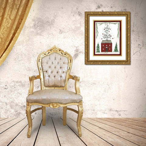 Holly Jolly Christmas Gold Ornate Wood Framed Art Print with Double Matting by Shamp, Cindy