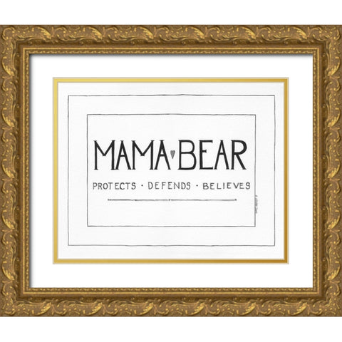 Mama Bear Gold Ornate Wood Framed Art Print with Double Matting by Shamp, Cindy