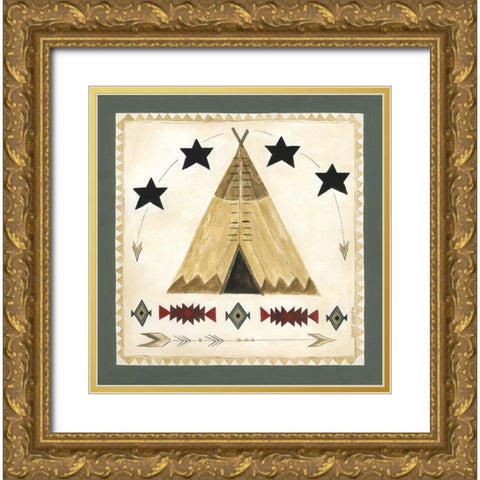 Teepee Gold Ornate Wood Framed Art Print with Double Matting by Shamp, Cindy
