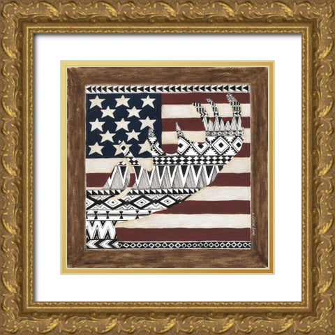 Moose Gold Ornate Wood Framed Art Print with Double Matting by Shamp, Cindy