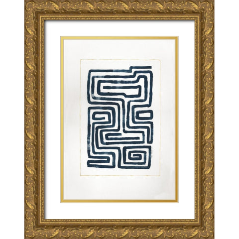 Blue Maze II Gold Ornate Wood Framed Art Print with Double Matting by Shamp, Cindy