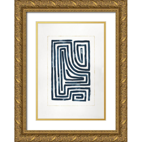 Blue Maze III Gold Ornate Wood Framed Art Print with Double Matting by Shamp, Cindy