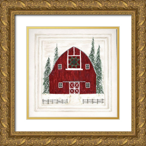 Christmas at the Farm IV Gold Ornate Wood Framed Art Print with Double Matting by Shamp, Cindy