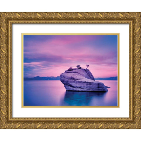 Island Sunset Gold Ornate Wood Framed Art Print with Double Matting by Frates, Dennis