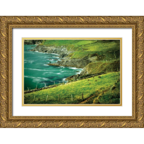 Sea Green Gold Ornate Wood Framed Art Print with Double Matting by Frates, Dennis
