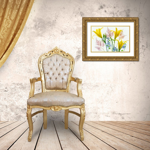 Botanical V Gold Ornate Wood Framed Art Print with Double Matting by Frates, Dennis