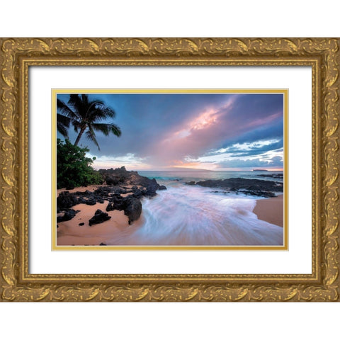 Beach Calm Gold Ornate Wood Framed Art Print with Double Matting by Frates, Dennis