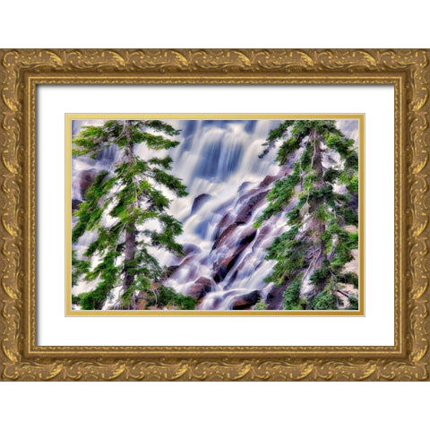 The Falls Gold Ornate Wood Framed Art Print with Double Matting by Frates, Dennis
