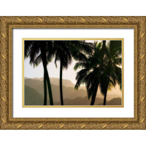 Misty Palms II Gold Ornate Wood Framed Art Print with Double Matting by Frates, Dennis