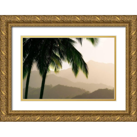 Misty Palms III Gold Ornate Wood Framed Art Print with Double Matting by Frates, Dennis