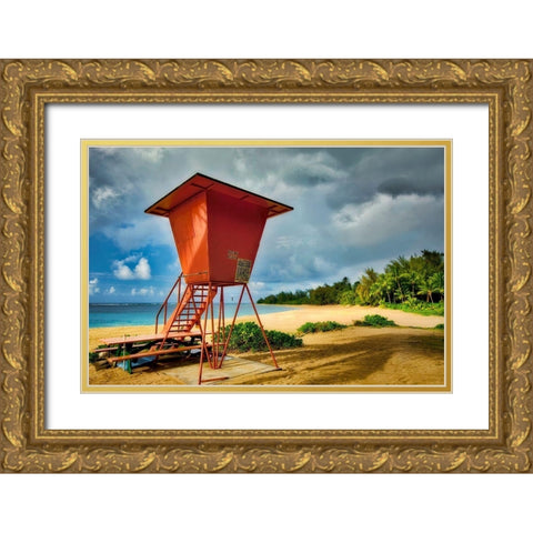 Lifeguard Tower II Gold Ornate Wood Framed Art Print with Double Matting by Frates, Dennis