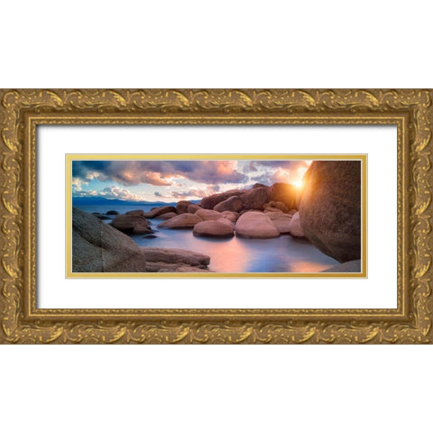 Sunset Cove Gold Ornate Wood Framed Art Print with Double Matting by Frates, Dennis
