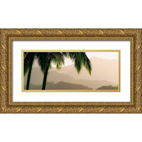 Misty Palms IV Gold Ornate Wood Framed Art Print with Double Matting by Frates, Dennis