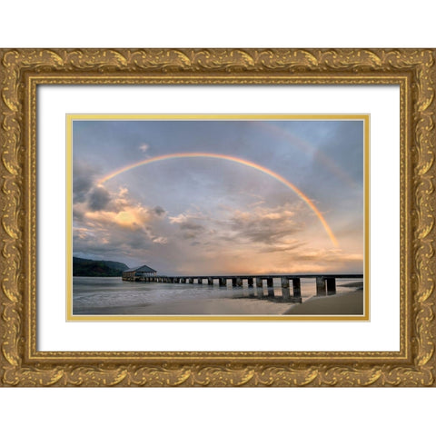 Rainbow Pier Gold Ornate Wood Framed Art Print with Double Matting by Frates, Dennis