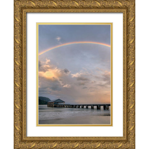 Rainbow Pier IV Gold Ornate Wood Framed Art Print with Double Matting by Frates, Dennis