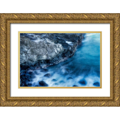 Cerulean Gold Ornate Wood Framed Art Print with Double Matting by Frates, Dennis