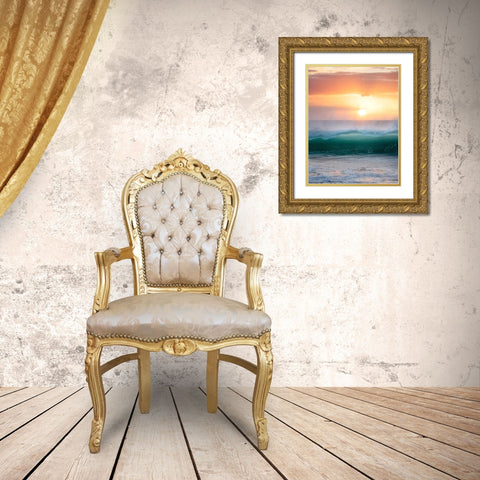 Peachy Green Gold Ornate Wood Framed Art Print with Double Matting by Frates, Dennis