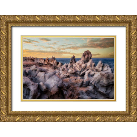 Rocks Gold Ornate Wood Framed Art Print with Double Matting by Frates, Dennis