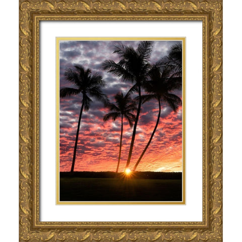 Sunset Silhouette Gold Ornate Wood Framed Art Print with Double Matting by Frates, Dennis