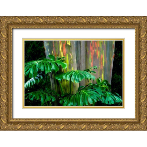 Tropical Leaves Gold Ornate Wood Framed Art Print with Double Matting by Frates, Dennis