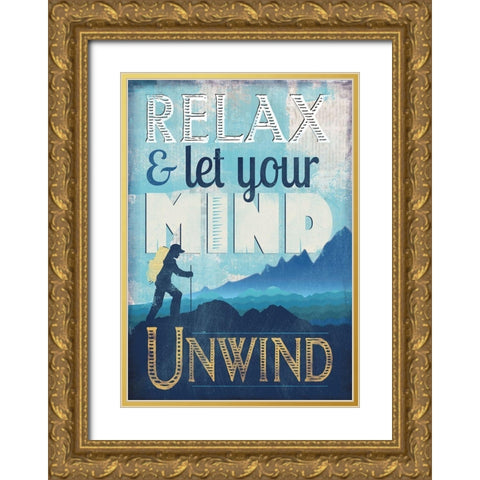 Let Mind Unwind Gold Ornate Wood Framed Art Print with Double Matting by JMB Designs