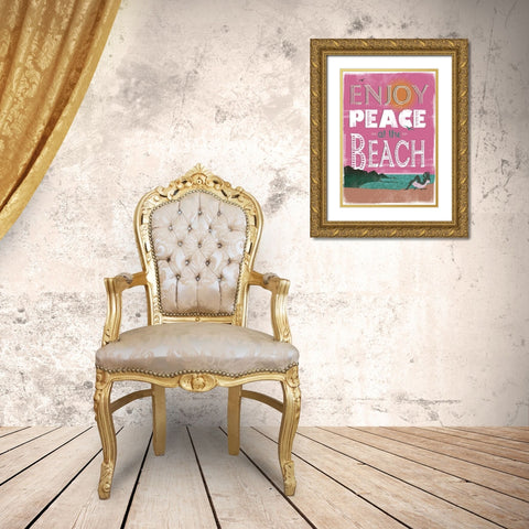 Peace at the Beach Gold Ornate Wood Framed Art Print with Double Matting by JMB Designs