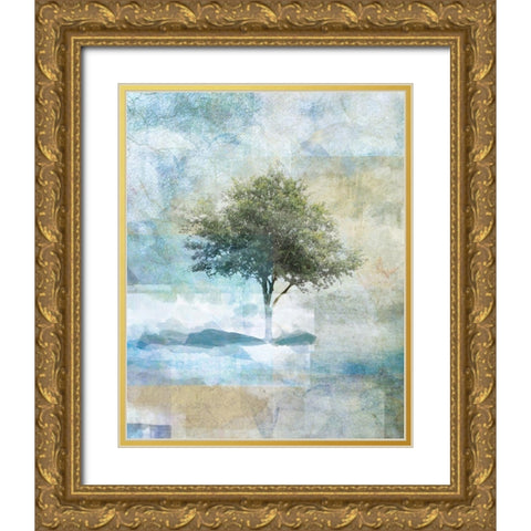 Tree Abstract II Gold Ornate Wood Framed Art Print with Double Matting by JMB Designs