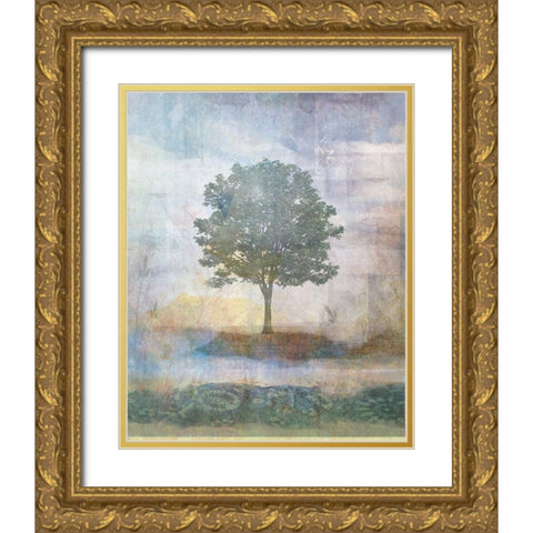 Tree Collage II Gold Ornate Wood Framed Art Print with Double Matting by JMB Designs