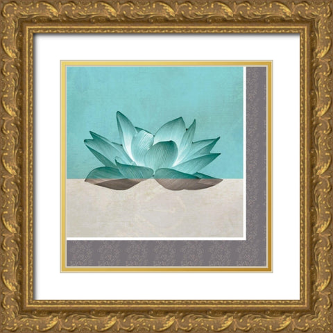 Lotus Patch Gold Ornate Wood Framed Art Print with Double Matting by JMB Designs