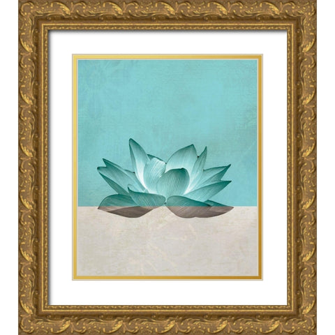 Lotus Gold Ornate Wood Framed Art Print with Double Matting by JMB Designs