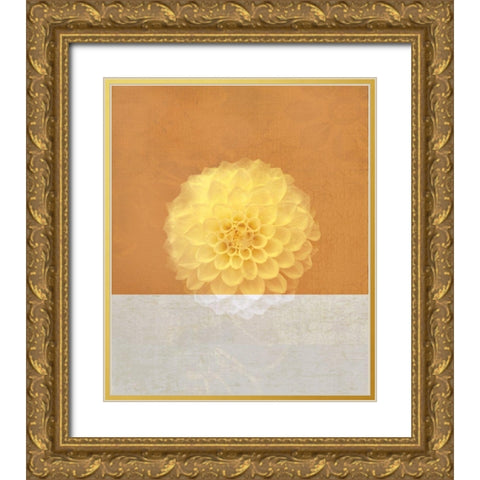 Orange Flower Gold Ornate Wood Framed Art Print with Double Matting by JMB Designs